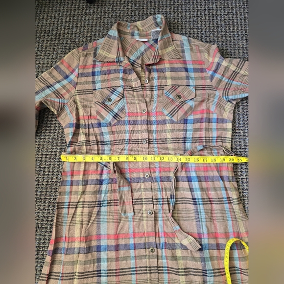 White Stag Tan and Orange Midi Dress with Cuffed Sleeves - Picture 6 of 8